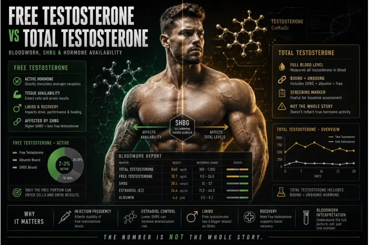 Free Testosterone vs Total Testosterone: What Actually Matters on TRT and Steroids