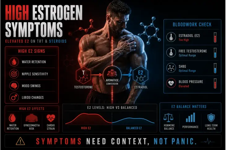 High Estrogen Symptoms on Steroids and TRT: What Elevated E2 Really Feels Like