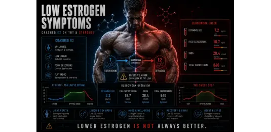 Low Estrogen Symptoms on Steroids and TRT: Why Crashed E2 Can Feel Worse Than High Estrogen