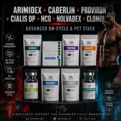 Arimidex + Caberlin + Proviron + Cialis + HCG + Nolvadex + Clomid — Advanced On-Cycle & PCT Stack